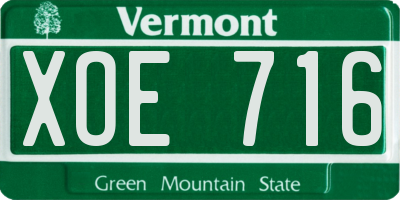 VT license plate XOE716