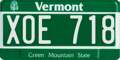 VT license plate XOE718