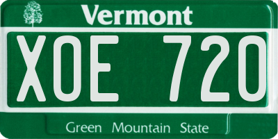 VT license plate XOE720