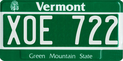 VT license plate XOE722