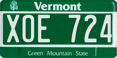 VT license plate XOE724
