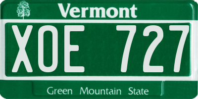 VT license plate XOE727