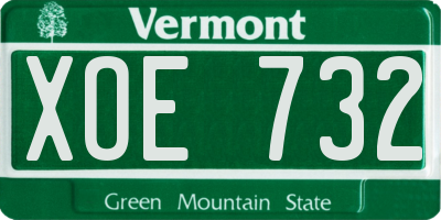 VT license plate XOE732