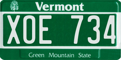 VT license plate XOE734