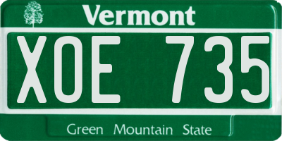 VT license plate XOE735