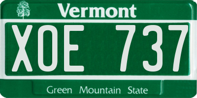VT license plate XOE737