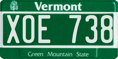 VT license plate XOE738