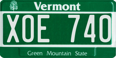 VT license plate XOE740
