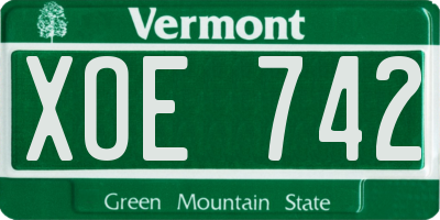 VT license plate XOE742