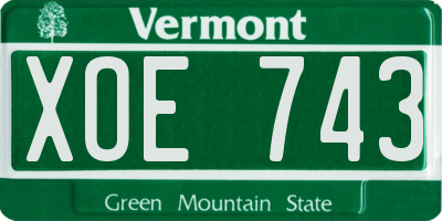 VT license plate XOE743