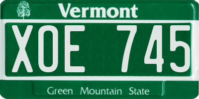 VT license plate XOE745