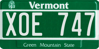 VT license plate XOE747
