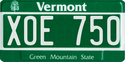 VT license plate XOE750