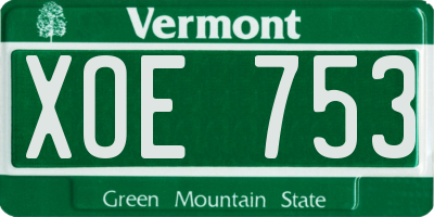 VT license plate XOE753
