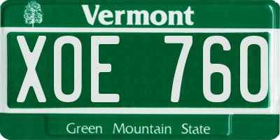 VT license plate XOE760