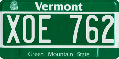 VT license plate XOE762