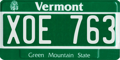 VT license plate XOE763