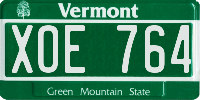 VT license plate XOE764
