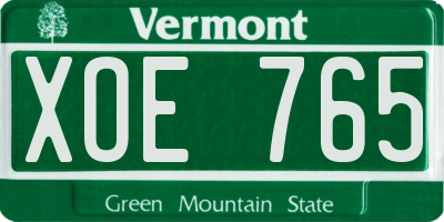 VT license plate XOE765