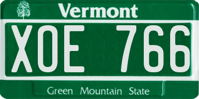 VT license plate XOE766