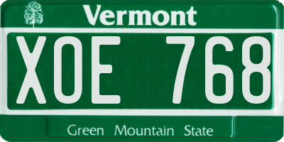 VT license plate XOE768