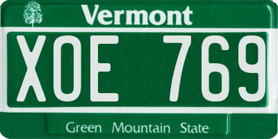 VT license plate XOE769