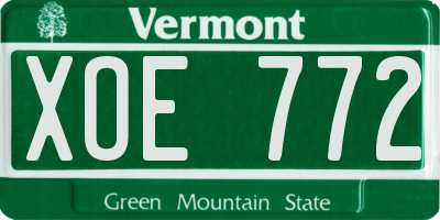 VT license plate XOE772