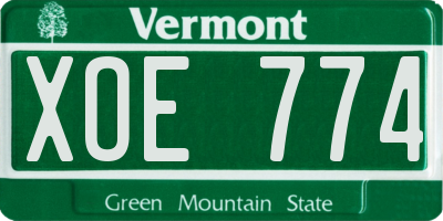 VT license plate XOE774