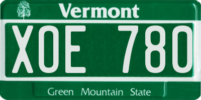VT license plate XOE780