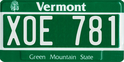 VT license plate XOE781