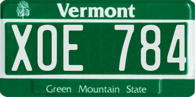 VT license plate XOE784