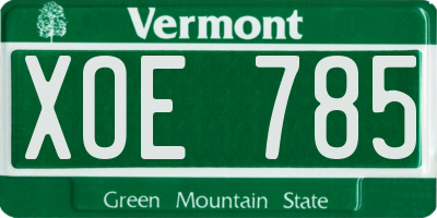 VT license plate XOE785