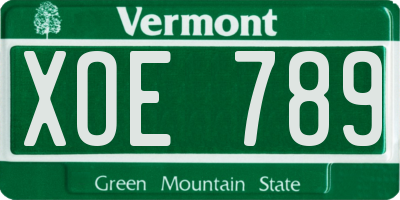 VT license plate XOE789