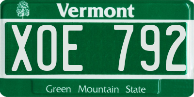 VT license plate XOE792