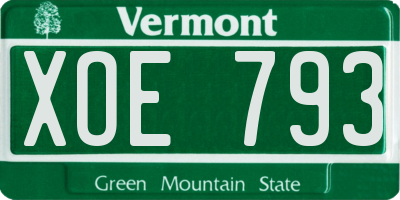 VT license plate XOE793
