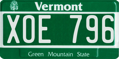 VT license plate XOE796