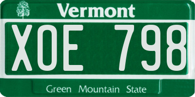 VT license plate XOE798