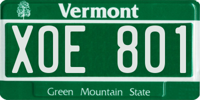VT license plate XOE801