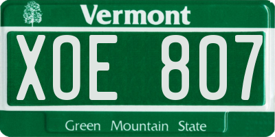 VT license plate XOE807