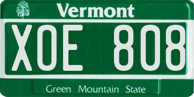 VT license plate XOE808