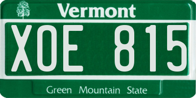 VT license plate XOE815