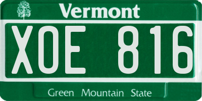 VT license plate XOE816