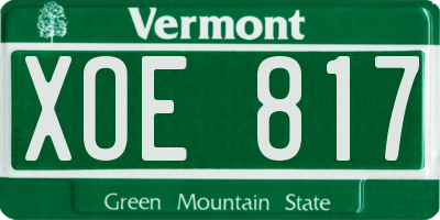 VT license plate XOE817