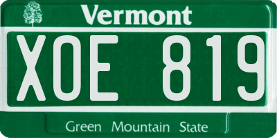 VT license plate XOE819