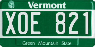 VT license plate XOE821