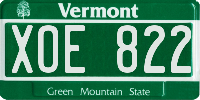 VT license plate XOE822