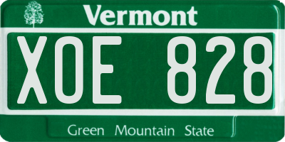 VT license plate XOE828