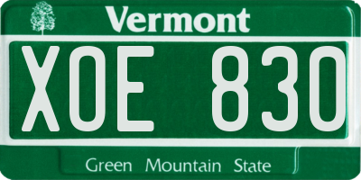 VT license plate XOE830