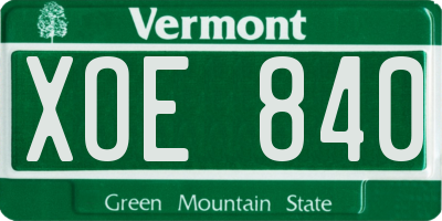 VT license plate XOE840