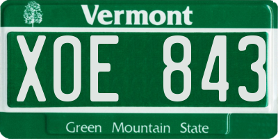 VT license plate XOE843